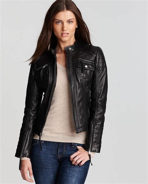 michael kors biker leather jacket|Michael Kors motorcycle jackets.